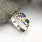 Bague vintage en verre argenté