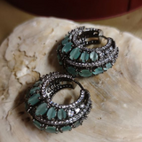 Boucles d'oreilles vintage en cristal bleu