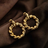 Boucles d'oreilles vintage en or tressées