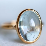 Bague vintage en verre aquamarine