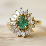 Bague vintage en verre incrusté avec étoile verte