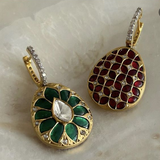 Boucles d'oreilles vintage en or vert et rouge