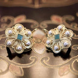 Boucles d'oreilles vintage en cristal, fleurs et perles