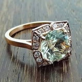 Bague carrée vintage en verre brillant