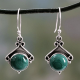 Boucles d'oreilles vintage rondes en argent vert