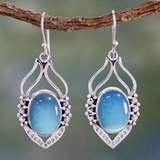 Boucles d'oreilles vintage en pierre bleue scarabée
