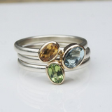 Bague vintage à cristaux naturels superposés