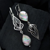 Boucles d'oreilles vintage en pierre de lune foncée