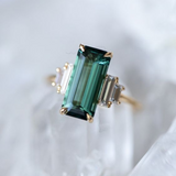 Bague vintage en verre cubique turquoise