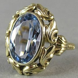 Bague vintage creuse en or bleu