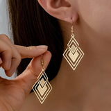 Boucles d'oreilles géométriques vintage en or creux