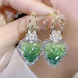 Boucles d'oreilles en forme de cœur vert brillant