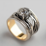 Bague vintage en or avec zircone serti en couches