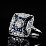 Bague brillante avec zircone bleu foncé