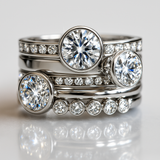 Bague vintage en argent et cristal superposé