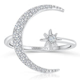 Bague argentée lune et étoile