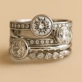 Bague vintage en argent et cristal superposé