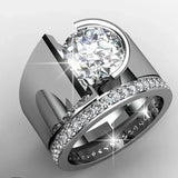 Bague vintage en argent plaqué avec zircone brillante