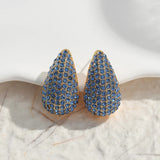 Boucles d'oreilles vintage en or et cristal bleu pavé