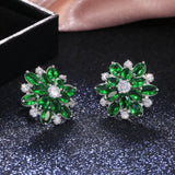 Boucles d'oreilles vintage en cristal vert en forme de fleur