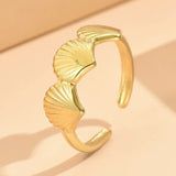 Bague ouverte vintage à trois feuilles d'or