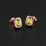 Boucles d'oreilles rectangulaires intemporelles en or rose et jaune vif