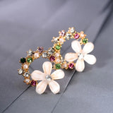 Boucles d'oreilles fleurs colorées et pierres précieuses