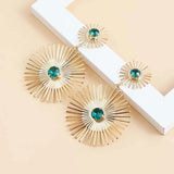 Boucles d'oreilles longues à pointes dorées et turquoise