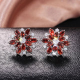 Boucles d'oreilles en cristal fleur à pétales rouges