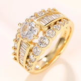Bague vintage en or à double rangée de cristaux