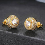 Boucles d'oreilles classiques en or avec cristal et halo