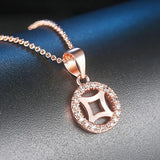 Collier pendentif cercle cristallin classique en or rose