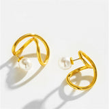 Boucles d'oreilles vintage en or avec perles en spirale