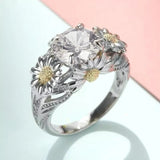 Bague vintage jaune tournesol et argent