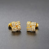 Boucles d'oreilles vintage en or carré avec zircone et cristal