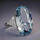 Bague vintage ovale avec pierre bleu ciel