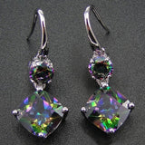 Boucles d'oreilles pendantes en cristal multicolore éclatant