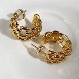 Boucles d'oreilles rétro en or avec créoles épaisses