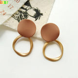 Boucles d'oreilles créoles vintage marron mat et or