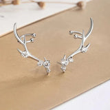 Boucles d'oreilles en argent avec cristaux en forme de bois de cerf