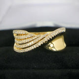Bague vintage en or avec motif vague scintillante
