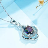 Collier pendentif en argent avec pierres précieuses multicolores