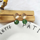 Boucles d'oreilles vintage en or et vert avec boules