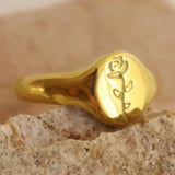 Bague gravée rose dorée