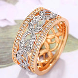 Bague vintage en cristal rose doré à motif floral