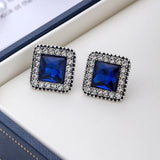 Boucles d'oreilles carrées en cristal bleu argenté