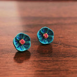Boucles d'oreilles vintage à fleur bleue