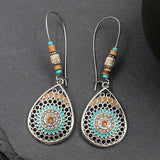 Boucles d'oreilles pendantes vintage en argent, turquoise et perles