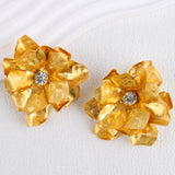 Grandes boucles d'oreilles artistiques en cristal floral doré