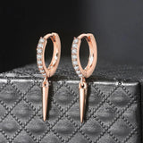 Boucles d'oreilles pendantes en cristal incrusté et à pointes en or rose